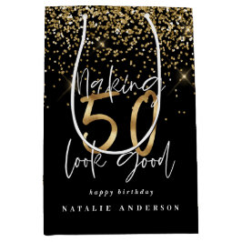 Modern typografi guld glitter chic 50 år