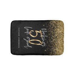 Modern typografi guld glitter chic 50 år badrumsmatta