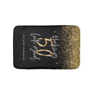 Modern typografi guld glitter chic 50 år badrumsmatta