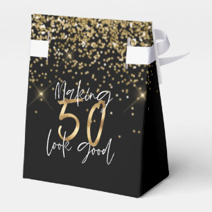Modern typografi guld glitter chic 50 år presentaskar