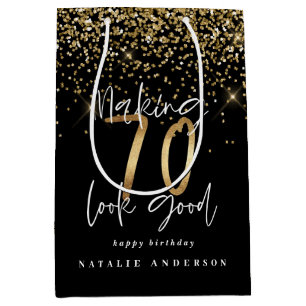 Modern typografi guld glitter chic 70 år