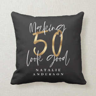 modern typografi guld svart 50-årsdag kudde