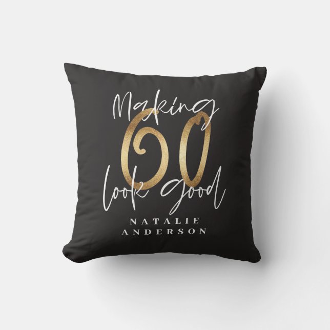 modern typografi guld svart 60-årsdag kudde (Framsida)