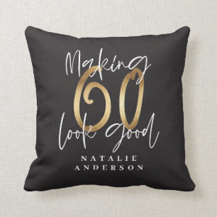 modern typografi guld svart 60-årsdag kudde