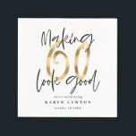 Modern typografi guld svart 60:e födelsedagsfesten pappersservett<br><div class="desc">Modern typografi i guld och svartblöjor i 60:e födelsedagsfesten. En del av en samling.</div>