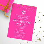 Modern typografi Guldkonfetti Rosa Bar Mitsva Inbjudningar<br><div class="desc">Modern typografi Guldkonfetti Rosa Bar Mitsva-inbjudan</div>