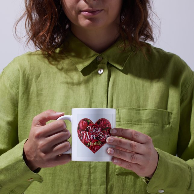 Modern typografi Heart Bästa Mamma någonsin Mors d Kaffemugg (Skapare uppladdad)