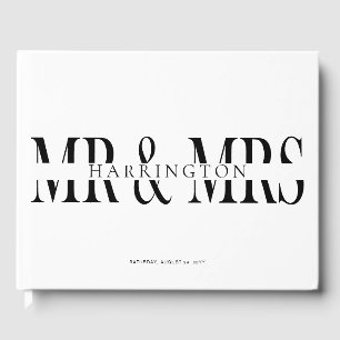 Modern typografi herr & dam bröllop gästböcker