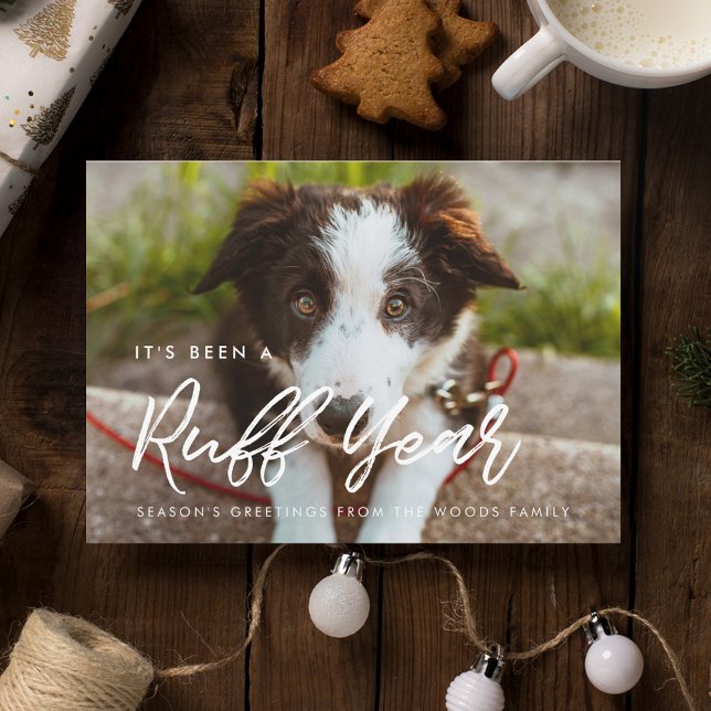 Modern typografi - Hund för Ruff Year Julkort (Skapare uppladdad)