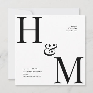Modern typografi i initialer bröllop spara datum julkort