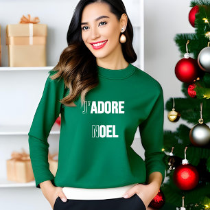 Modern Typografi J'adore Noel Kärlek jul T Shirt