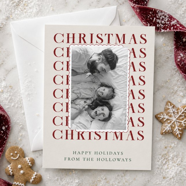 Modern Typografi Jul Foto Högtidskort Julkort (Modern Typography Christmas Photo Holiday Card)