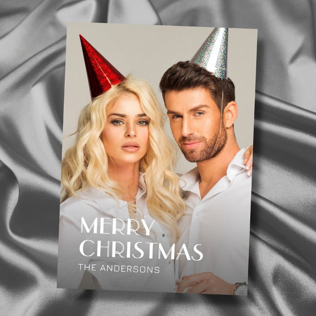 Modern typografi - julfoto 2-siddesign julkort (Skapare uppladdad)