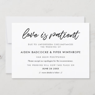 Modern typografi Kärlek är tålamod bröllopskort Inbjudningar