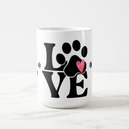 Modern typografi Kärlek med Paw Print Mugg