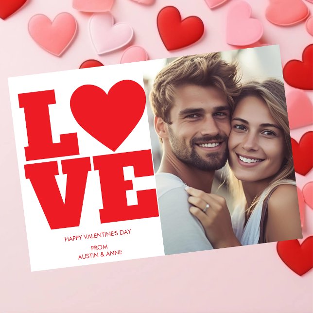 Modern typografi KÄRLEK, valentine-dags foto Julkort (Skapare uppladdad)