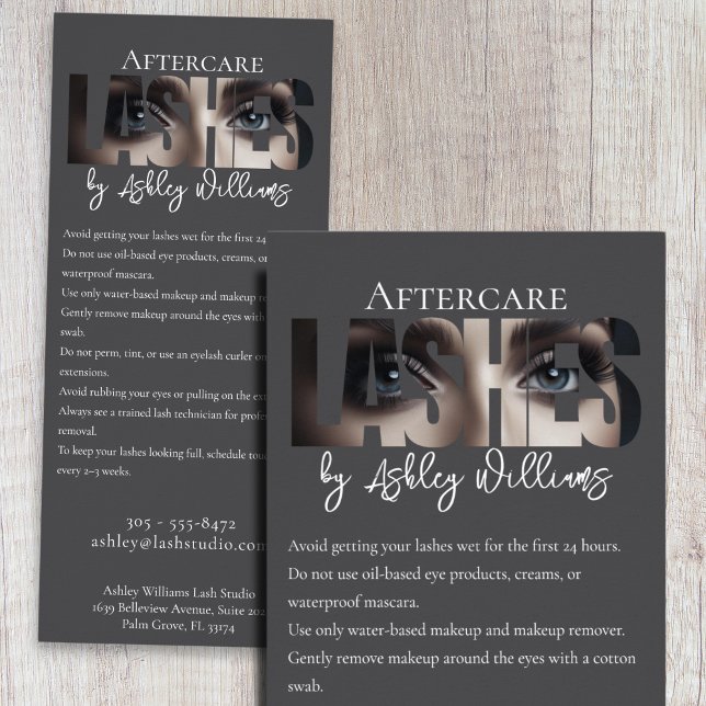 Modern typografi "LASHES by"-eftervård Reklamkort (Skapare uppladdad)