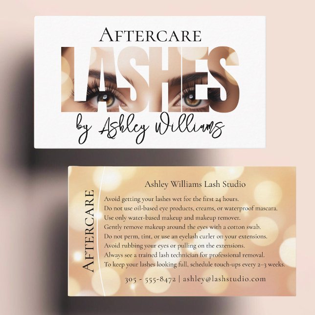Modern typografi "LASHES by"-eftervård Visitkort (Skapare uppladdad)