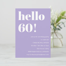 Modern typografi Lavendel 60-års födelsedagsfest Inbjudningar