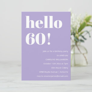 Modern typografi Lavendel 60-års födelsedagsfest Inbjudningar