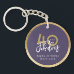 Modern typografi lila och guld 40-årsdag<br><div class="desc">Modern typografi lila och guld 40-årsdag party nyckelringar</div>