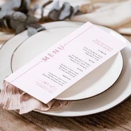 Modern typografi Ljusrosa Bat Mitzvah-meny Meny