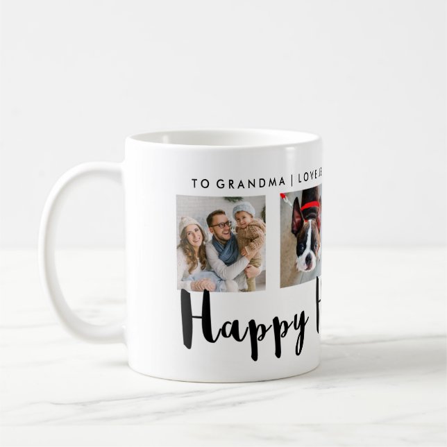 Modern typografi Lycklig Hanukkah Fyra foto Grid Kaffemugg (Vänster)