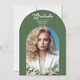 Modern typografi med fet Student Oliv grönt Arch Inbjudningar