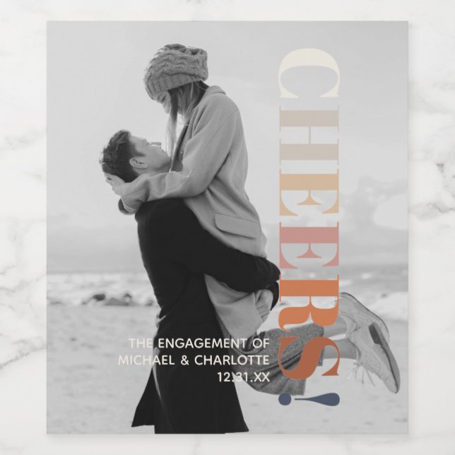 Modern typografi med foto-Vin-etikett Vinflaska Etikett (Singel etikett)