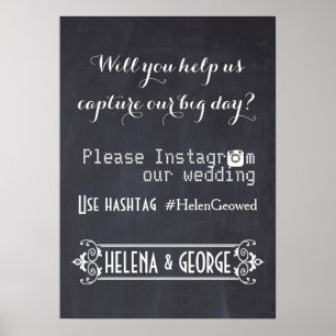 Modern typografi med Instagram hashtag bröllop Poster