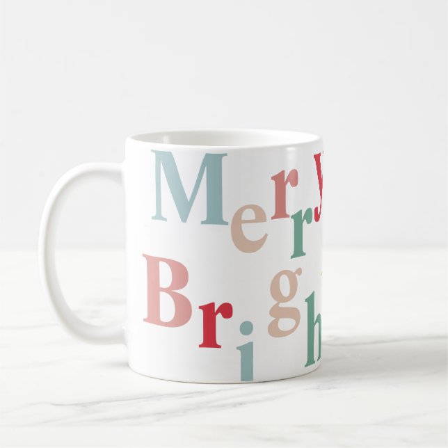 Modern typografi - merry & Bright Kaffemugg (Vänster)