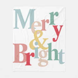 Modern typografi - merry och bright fleecefilt