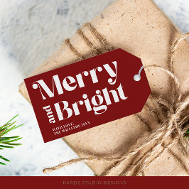 Modern typografi - merry och Bright Gift-Märkre Presentetikett