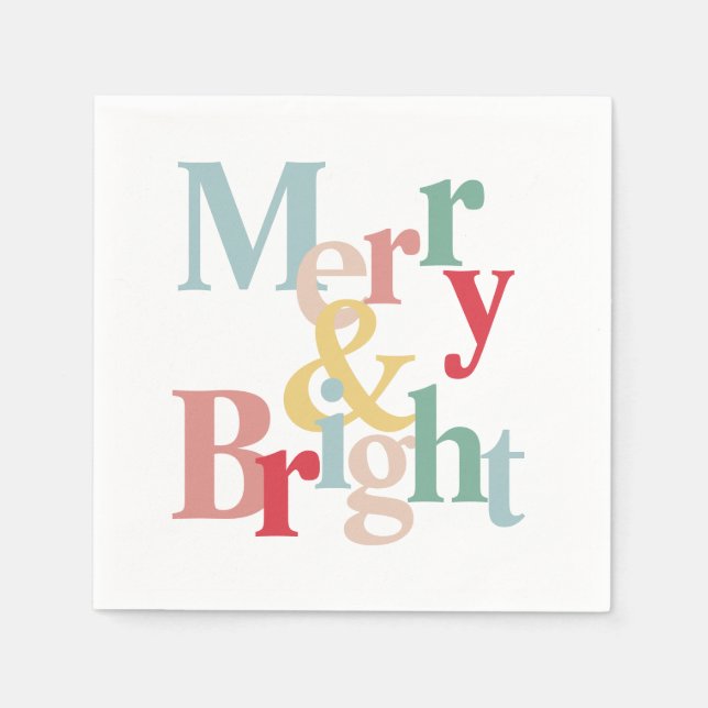 Modern typografi - merry och bright pappersservett (Framsidan)