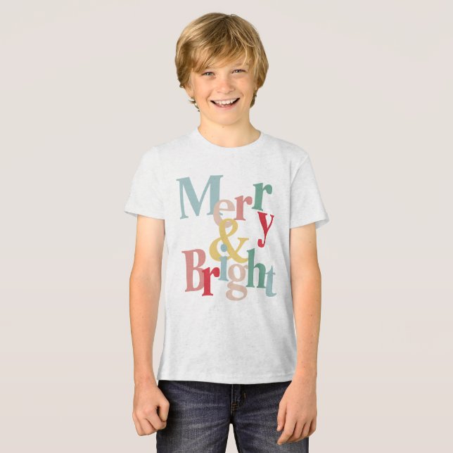 Modern typografi - merry och bright t shirt (Framsida Full)