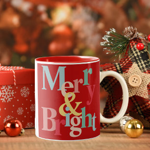 Modern typografi - merry och klarrött Två-Tonad mugg