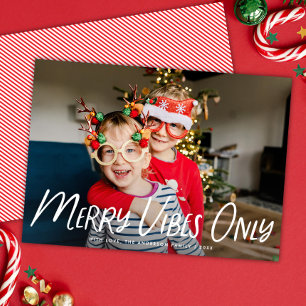 Modern Typografi - Merry Vibes Endast fotopul Julkort