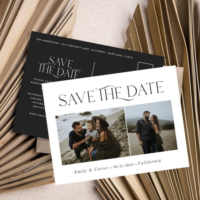 Modern typografi minimal foto svart och vit meddelande vykort (Skapare uppladdad)