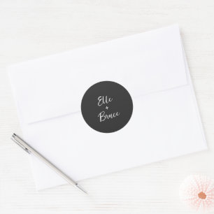 Modern typografi Minimalistisk bröllop Runt Klistermärke