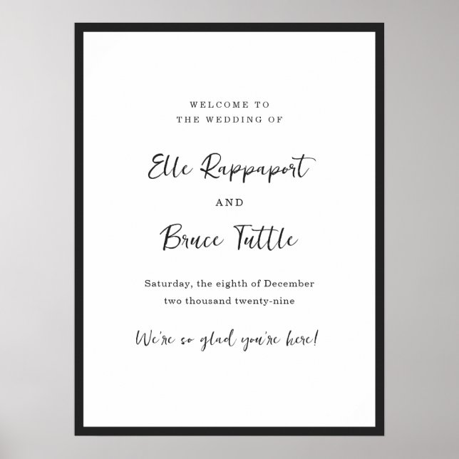 Modern typografi Minimalistisk bröllops välkomstsk Poster (Framsidan)