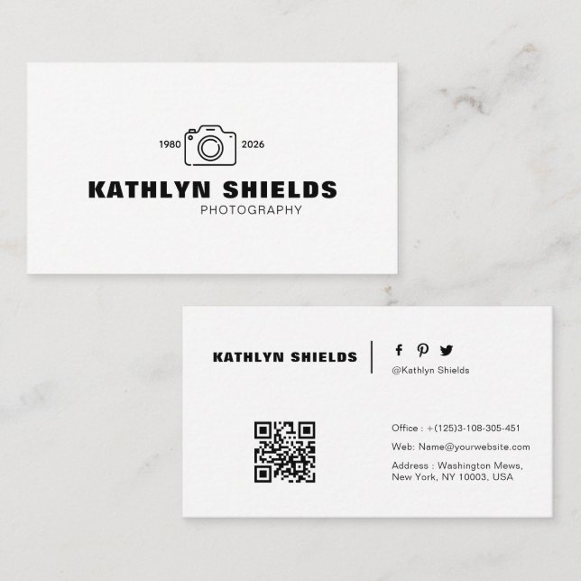 modern typografi  minimalistisk fotograf  visitkort (Fram/baksida)