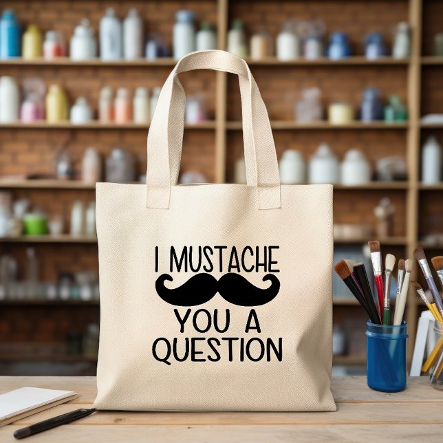 Modern typografi Minimalistisk Jumbo Tygkasse (Funny Mustache You A Question Large Tote Bag)