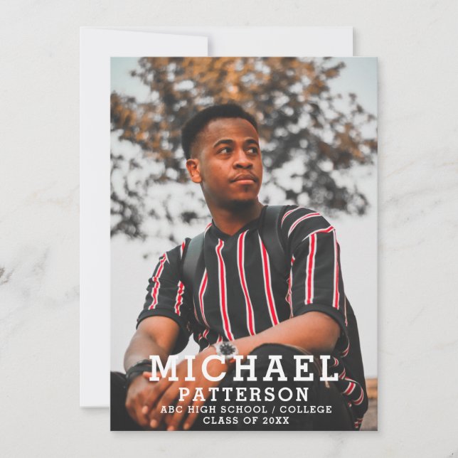 Modern typografi - minimalistiskt foto Studenten Inbjudningar (Framsida)