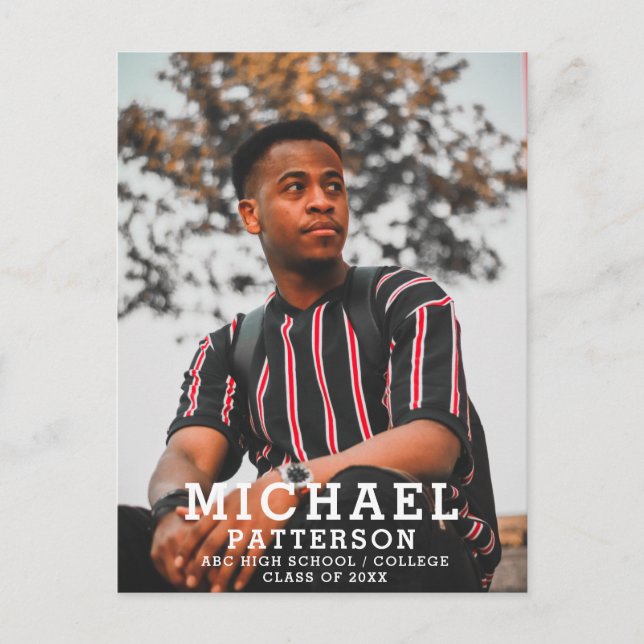 Modern typografi - minimalistiskt foto Studenten Meddelande Vykort (Framsida)