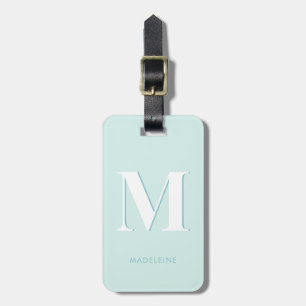 Modern typografi Mint Turcoise Monogram Initial Bagagebricka