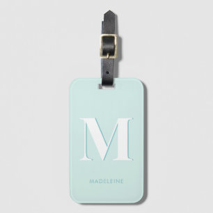 Modern typografi Mint Turcoise Monogram Initial Bagagebricka