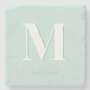 Modern typografi Mint Turcoise Monogram Initial Stenunderlägg