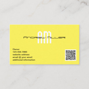 Modern typografi Monogram-Gult Lägg till QR-kod Visitkort