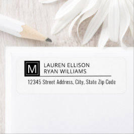 Modern Typografi, Monogram Personlig Adress Returadress Etikett