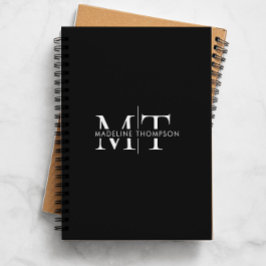 Modern typografi monogram svart anteckningsbok
